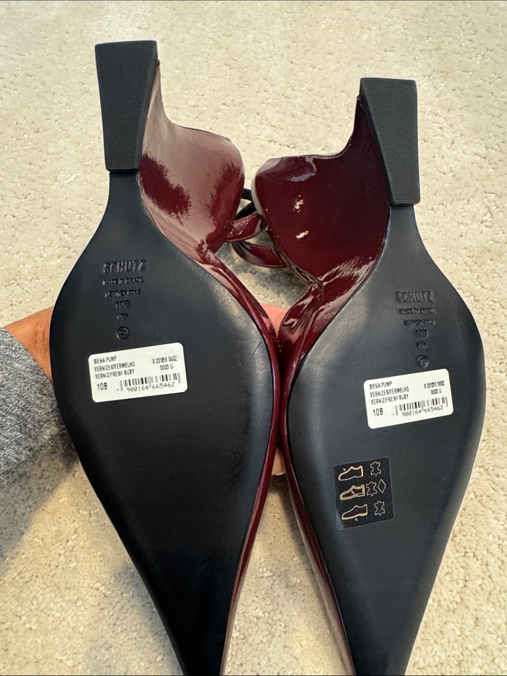 Schutz Women's Burgundy Patent Pointed-Toe Slingback Heels 10 new - Picture 5 of 6